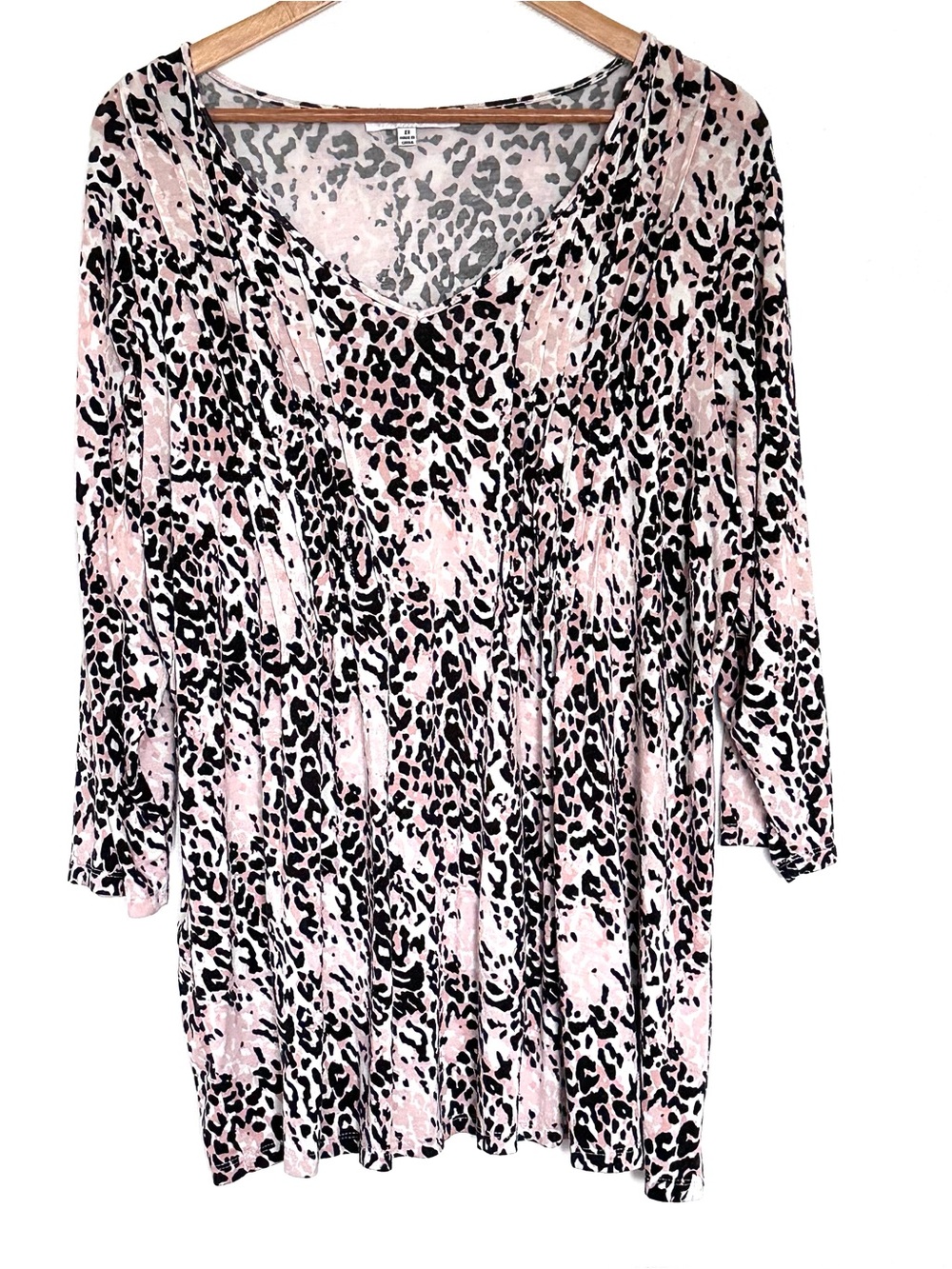 Rose + Olive Plus Shirt Women’s 2X Leopard 3/4 Sleeve Pullover Top